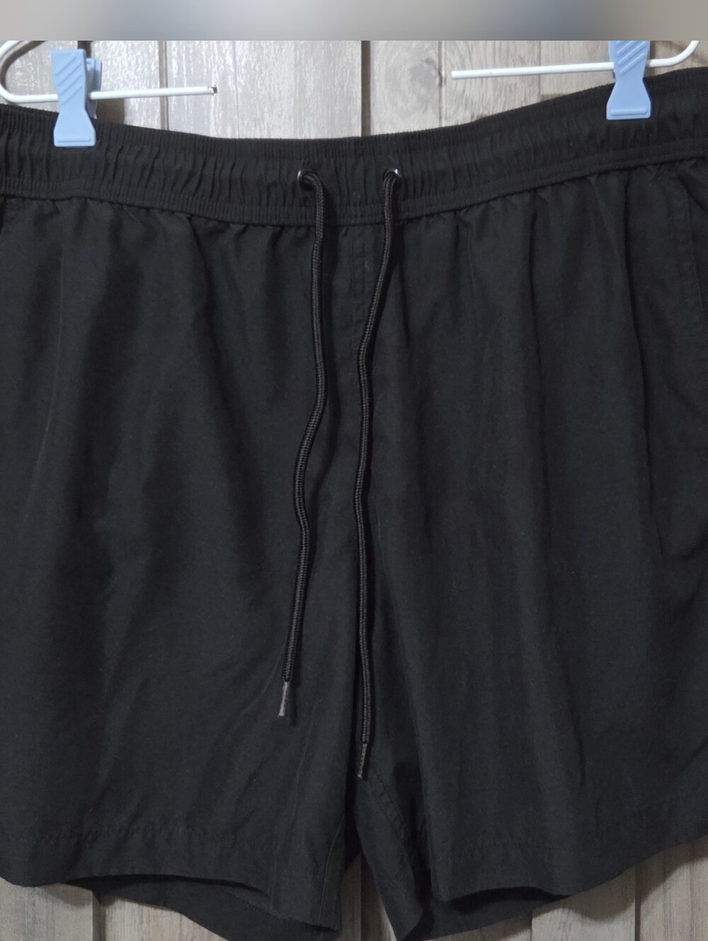 George Men's Black Large Swim Shorts Trunks 6" inseam Mesh Lined Drawstring